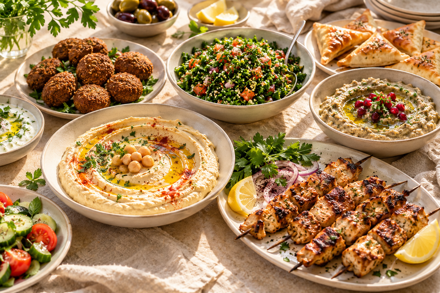 Hummus, Falafel und libanesische Salate